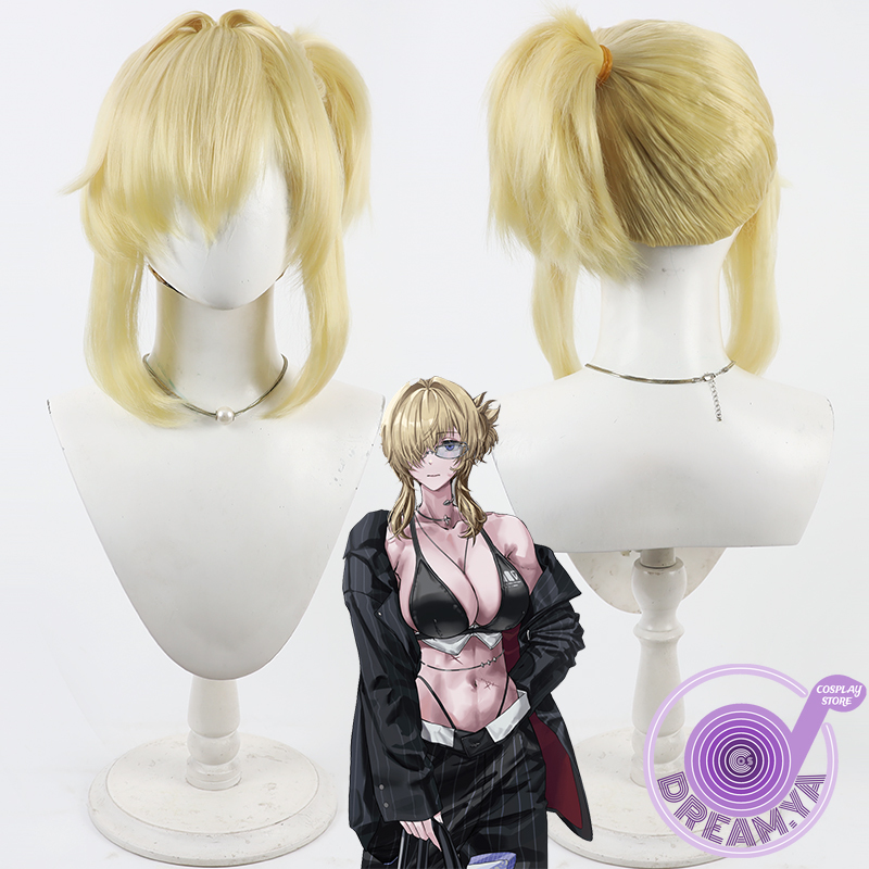 Anime Cosplay Wig Heat Resistant - วิกผมคอสเพลย์ Grave นิกเก้ เทพีแห่งชัยชนะ สีเหลือง ผมสั้นสังเคราะห์