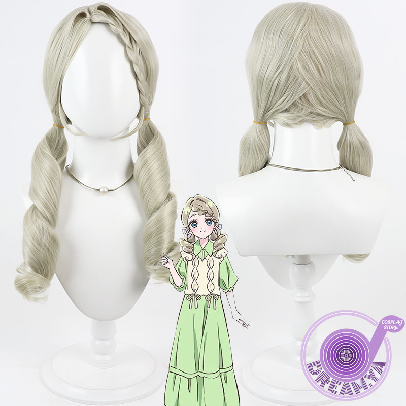 Anime Cosplay Wig Heat Resistant - คุรุสุ เอริซ่าคอสเพลย์วิกผมสีเขียวอ่อนยาวหยิกทนความร้อนผมสังเคราะห์ปาร์ตี้ฮาโลวีนเล่นบทบาทคาร์นิวัล+ ฟรีหมวกวิกผม