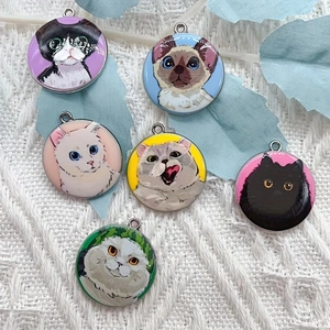 Party Supplies - 10 ชิ้น จี้ห้อยรูปสัตว์การ์ตูนแมวเคลือบเงา สำหรับทำเครื่องประดับน่ารัก ต่างหู สร้อยคอ