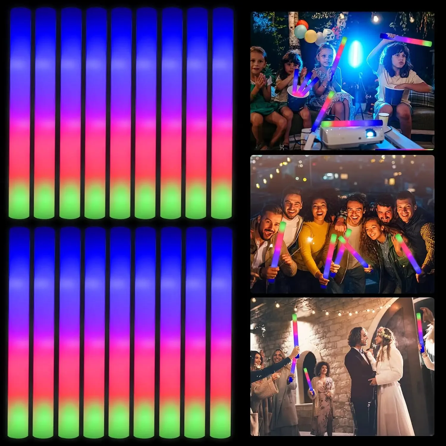 Flashing Led Foam Sticks Party - แท่งไฟ LED โฟมเรืองแสง 1Z-50PCS สำหรับงานคริสต์มาส งานแต่งงาน