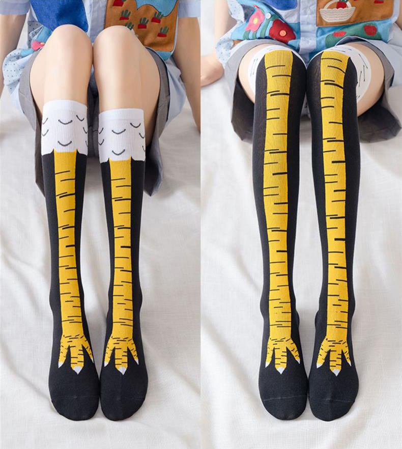Funny Chicken Leg Socks - ถุงเท้าผู้ชายลายไก่ 3 มิติ ตลก 1/2paris ถุงเท้ายาวเหนือเข่า