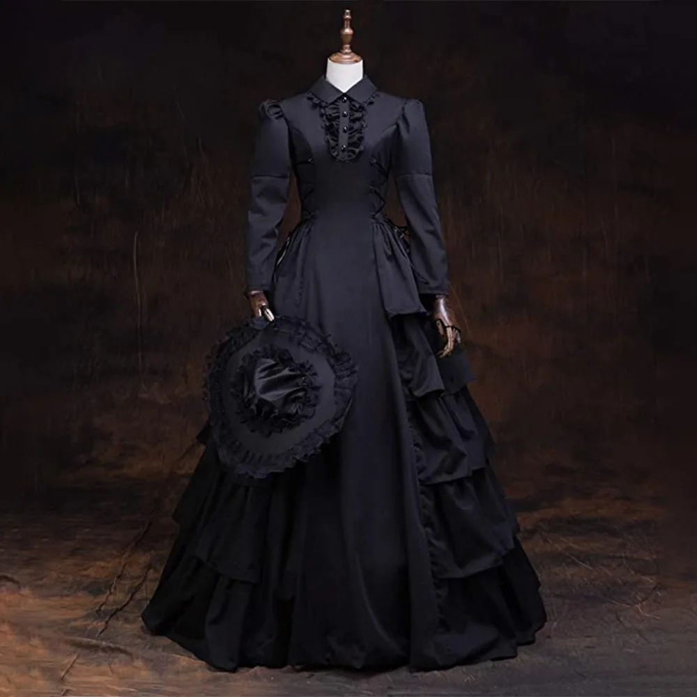Medieval Renaissance Dress Women - ชุดคอสเพลย์เจ้าหญิงยุคกลางสไตล์วิคตอเรียนย้อนยุคสำหรับผู้หญิง ชุดฮาโลวีนสไตล์ราชสำนักแบบกอธิค ชุดเจ้าสาวแวมไพร์สุดหรูหรา