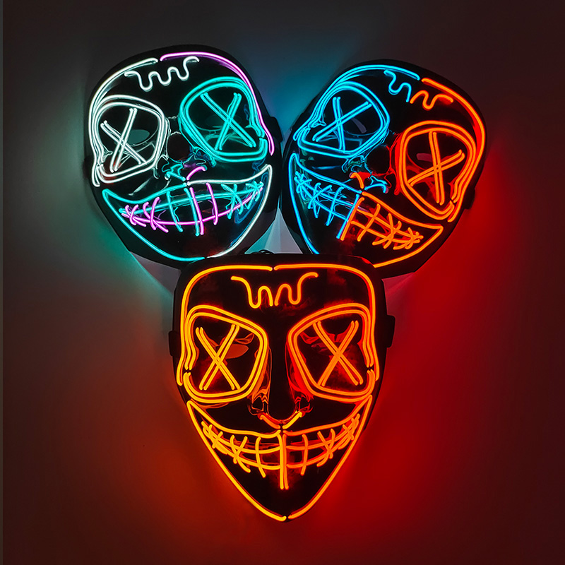 Led Purge Mask Halloween - ไร้สาย LED หน้ากากเรืองแสง EL นีออนสีสันสดใส Purge