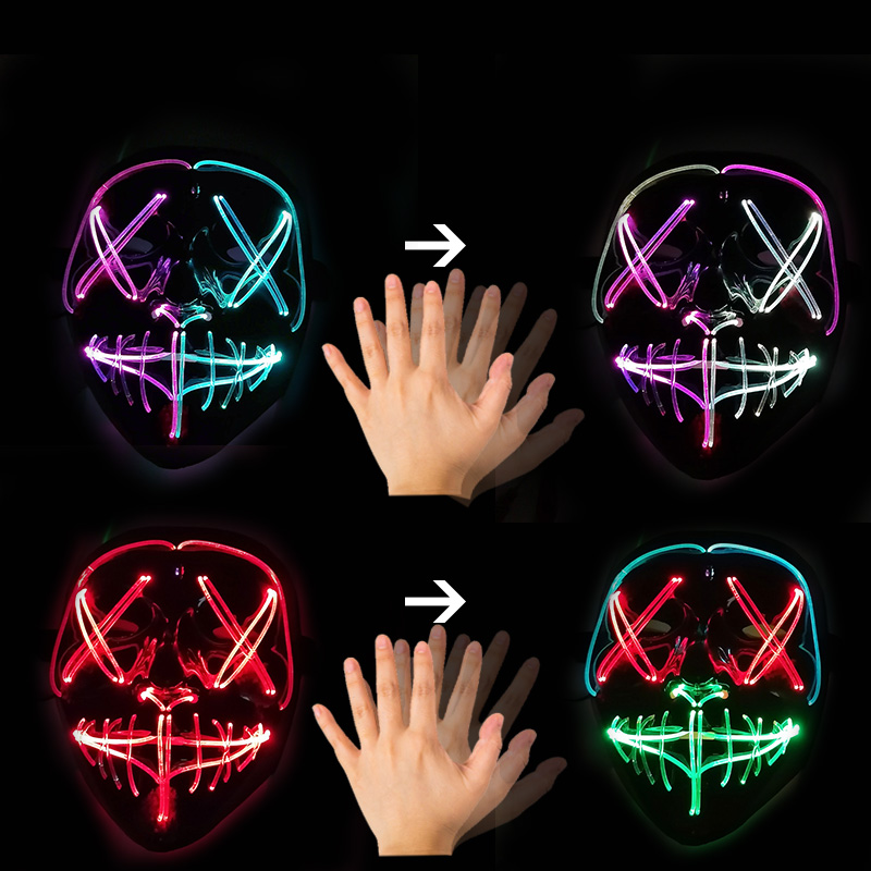 Led Purge Mask Halloween - หน้ากาก LED ควบคุมด้วยท่าทาง หน้ากากเรืองแสงสำหรับฮาโลวีน หน้ากาก Purge