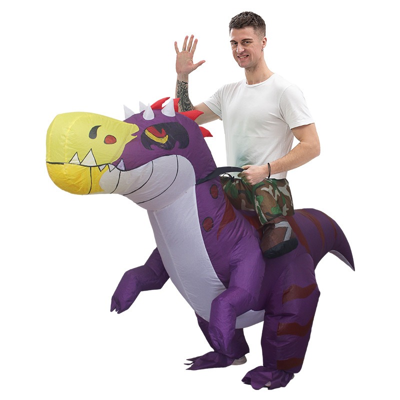 Inflatable Dinosaur Costume Adult - ชุดไดโนเสาร์เป่าลมฮาโลวีน ชุดตลกขบขันสำหรับขี่ ตุ๊กตาการ์ตูน ชุดกิจกรรมพ่อแม่ลูก ชุดแสดงบนเวที ชุดปาร์ตี้อนิเมะ