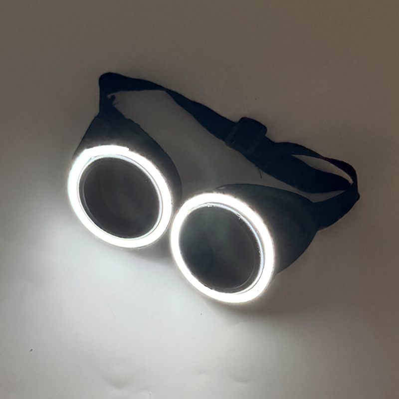 Glow In The Dark Party Glasses - แว่นตา LED ทรงกลมแบบใหม่ เลนส์สีเข้ม สไตล์ Rezz