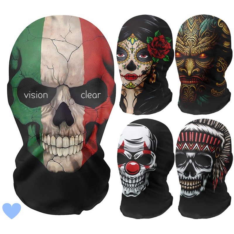 Led Purge Mask Halloween - หน้ากากคลุมหน้าแบบเต็มหน้า ลายโครงกระดูก สำหรับมอเตอร์ไซค์ ตาข่าย บาลาคลาวา สำหรับขี่จักรยาน