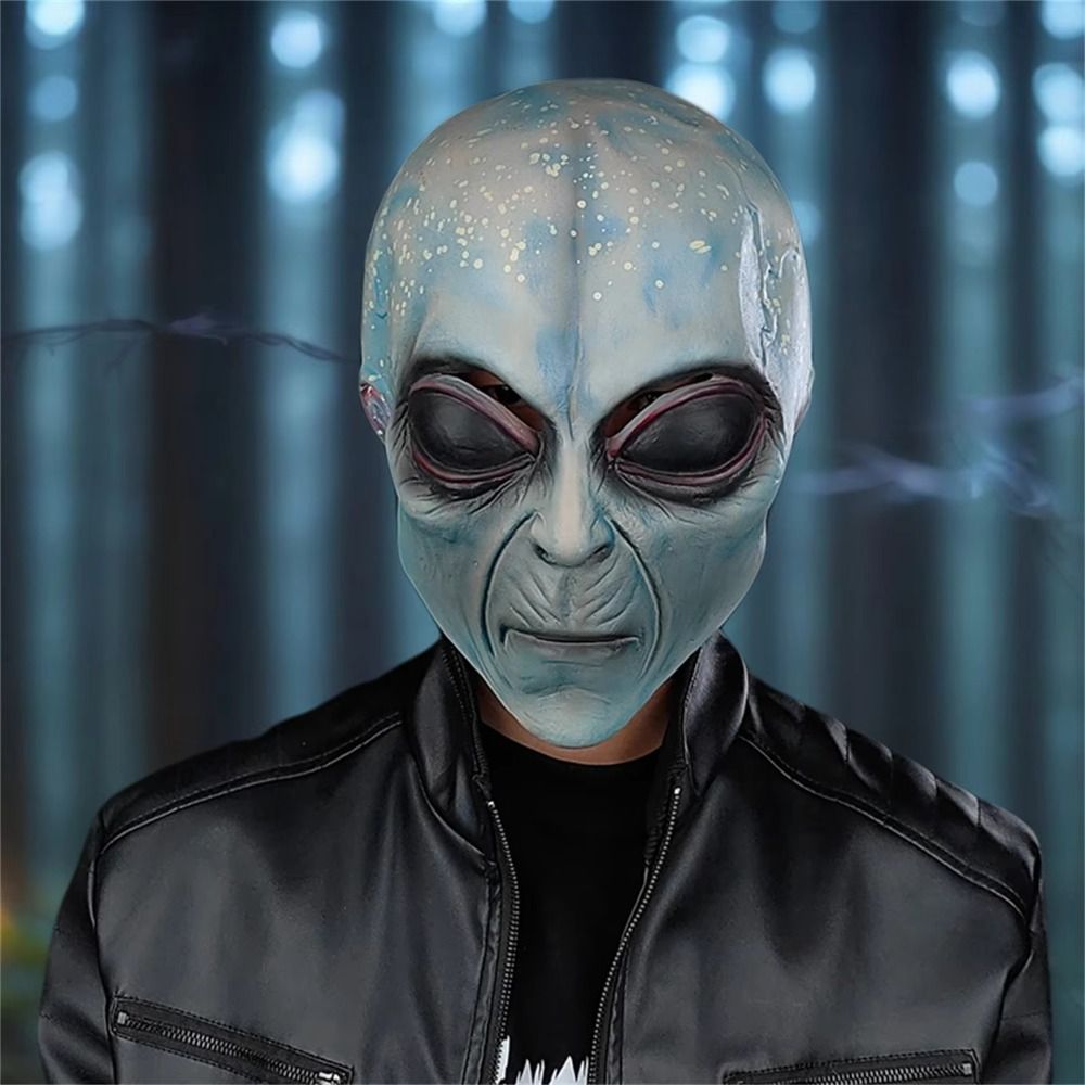 Latex Alien Mask Realistic - หน้ากากเอเลี่ยนทำจากวัสดุลาเท็กซ์ หน้ากากเต็มศีรษะ หน้ากากเอเลี่ยนสีเขียว หน้ากากเต็มหน้าทำจากลาเท็กซ์ หน้ากากสมจริง หน้ากากกะโหลกยูเอฟโอ