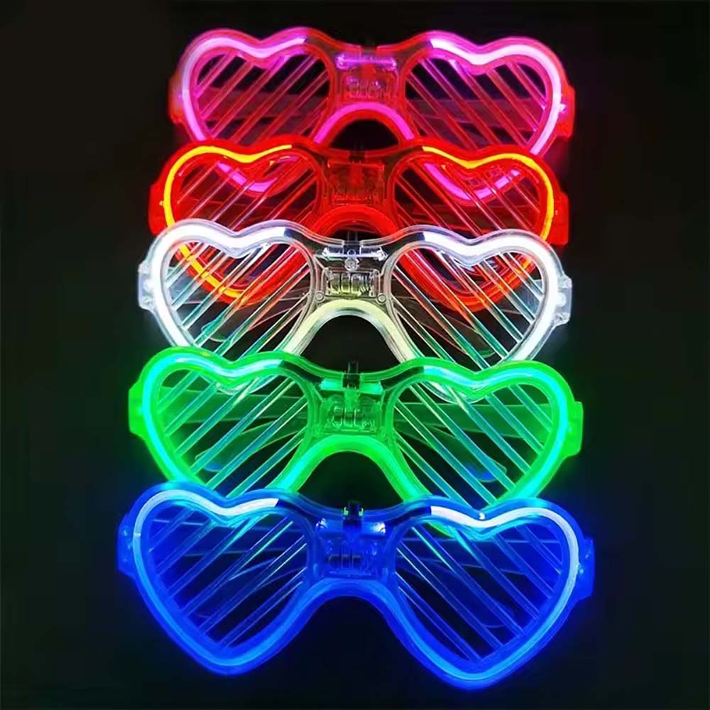 Glow In The Dark Party Glasses - แว่นตาเรืองแสงในที่มืด รูปหัวใจ ไฟ LED 10/20/50 ชิ้น