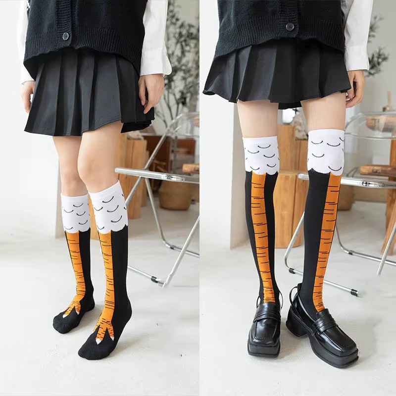 Funny Chicken Leg Socks - 1/2/3Pcs ตลกไก่ PAW ถุงน่อง Over-เข่าความดันขาบางถุงน่องยาวฤดูใบไม้ผลิฤดูใบไม้ร่วงฤดูหนาวกลาง High