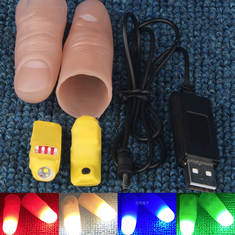 Thumb Tip Magic Trick Set - Professional Light-ชุดคู่ (สีแดง/สี่สี) magic Tricks LED