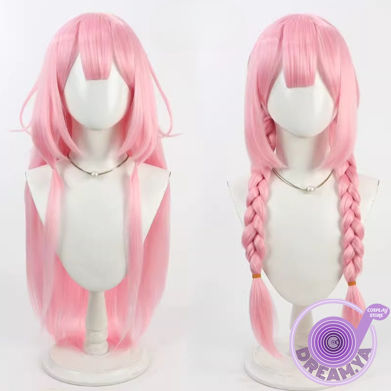 Anime Cosplay Wig Heat Resistant - วิกผมคอสเพลย์ซูโอ ซังโกะ วีทูเบอร์ สีชมพู ยาว 80