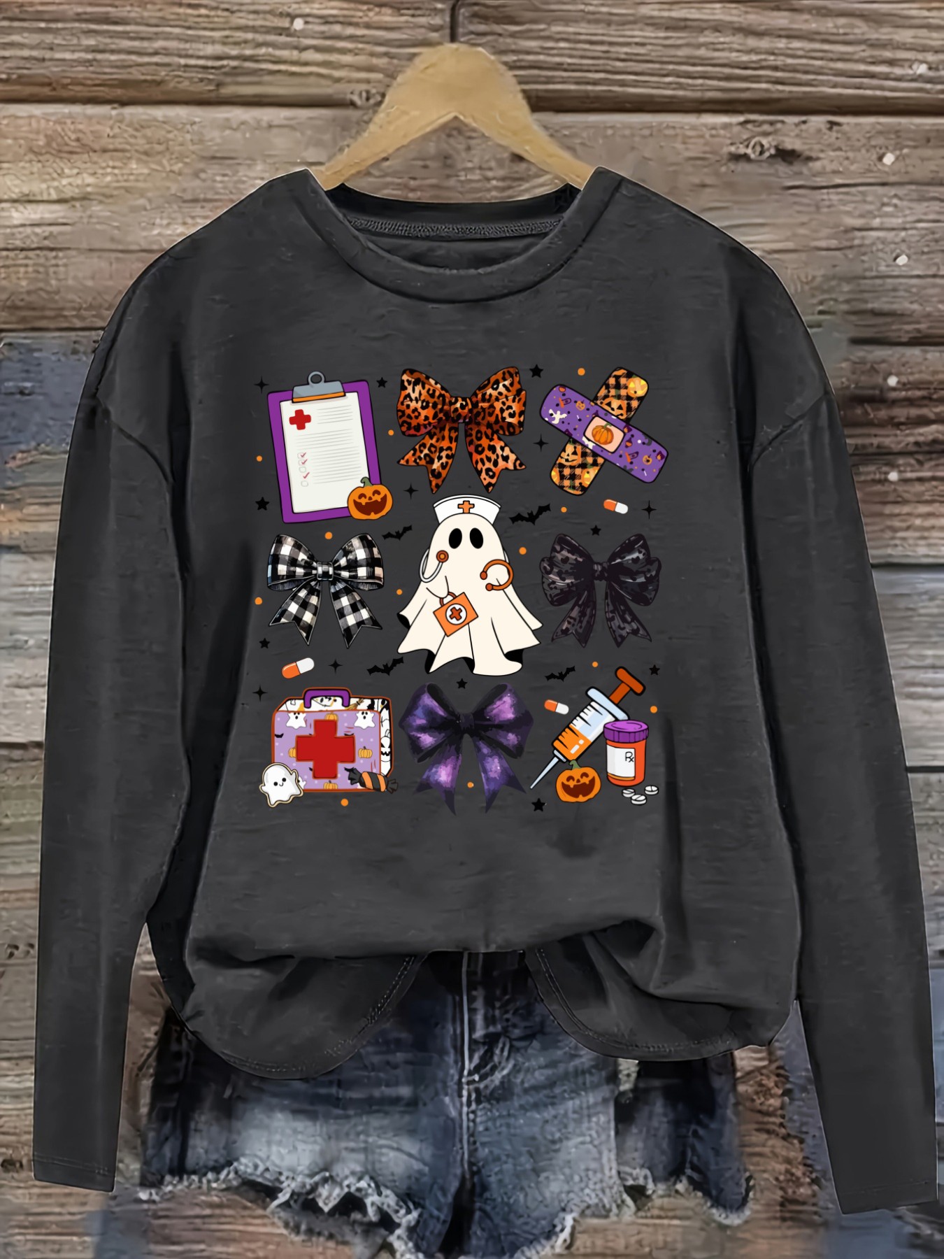 เสื้อยืดแขนยาวคอกลมลำลองสำหรับ - Costumes บทวิจารณ์และราคา