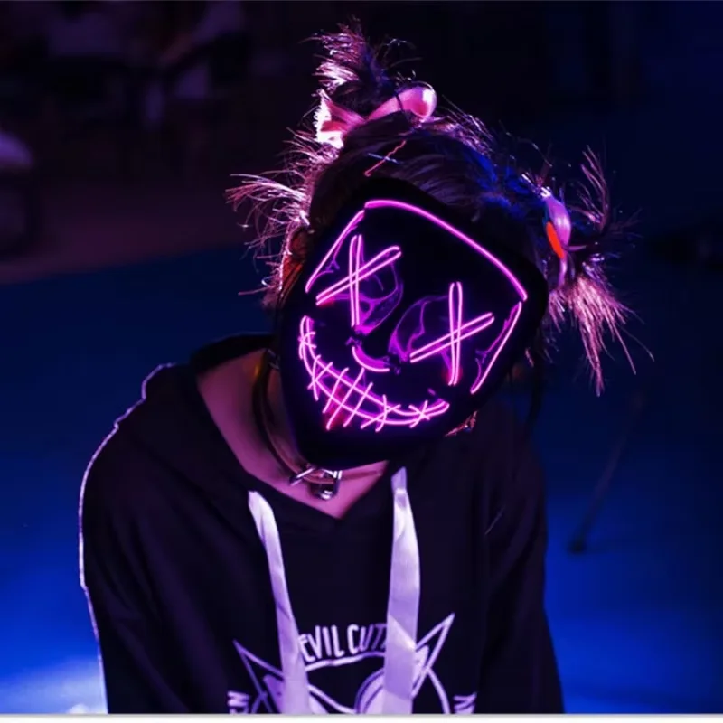 หน้ากากนีออน LED ไร้สาย เรืองแ - Led Purge Mask Halloween บทวิจารณ์และราคา