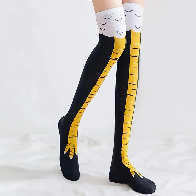 ถุงเท้ายาวถึงเข่าผู้หญิง 1/2/4 - Funny Chicken Leg Socks บทวิจารณ์และราคา