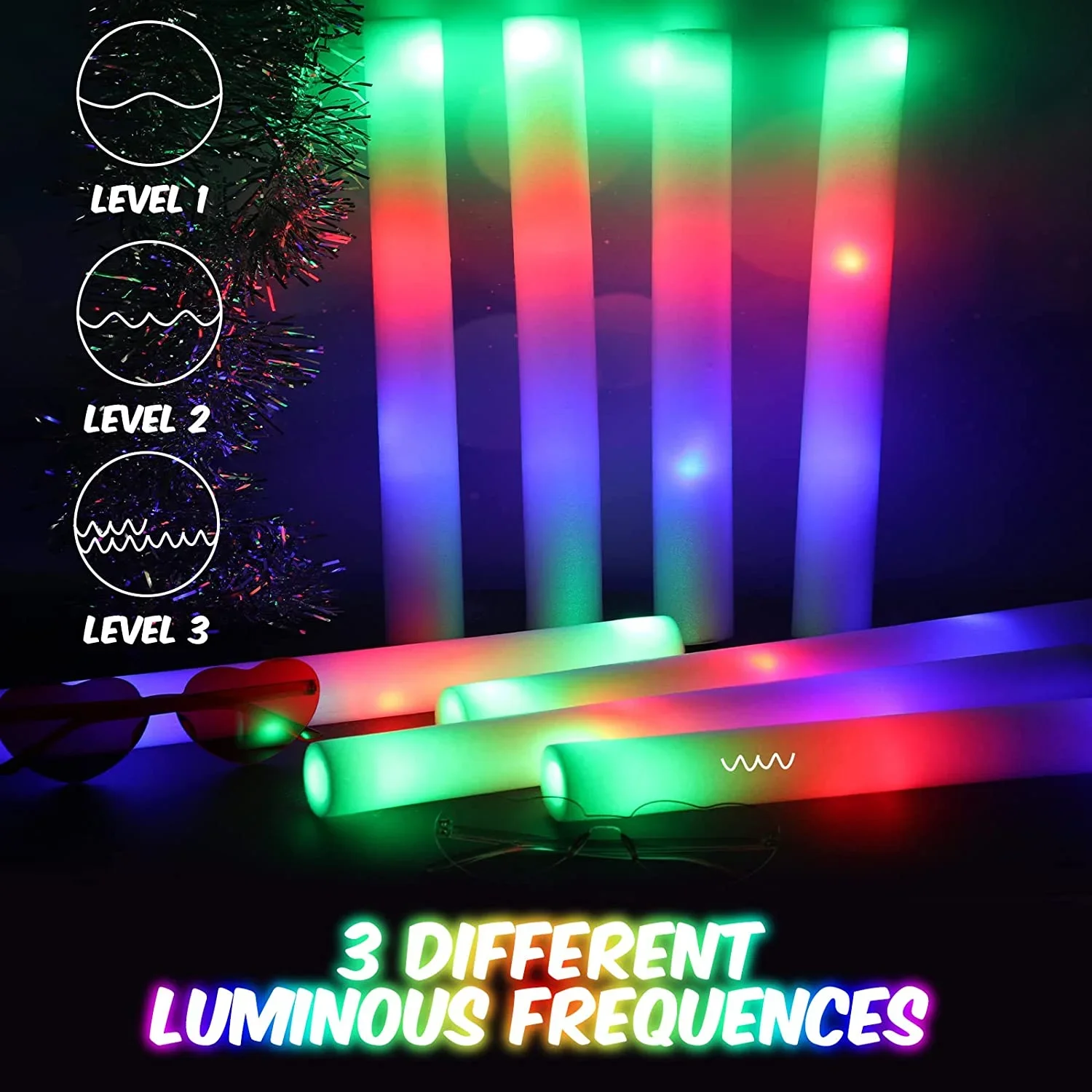 แท่งโฟมเรืองแสง LED 50 ชิ้น ติ - Flashing Led Foam Sticks Party บทวิจารณ์และราคา
