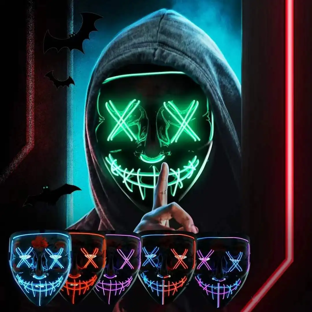 หน้ากากเรืองแสงน่ากลัวไร้สายหน - Led Purge Mask Halloween บทวิจารณ์และราคา