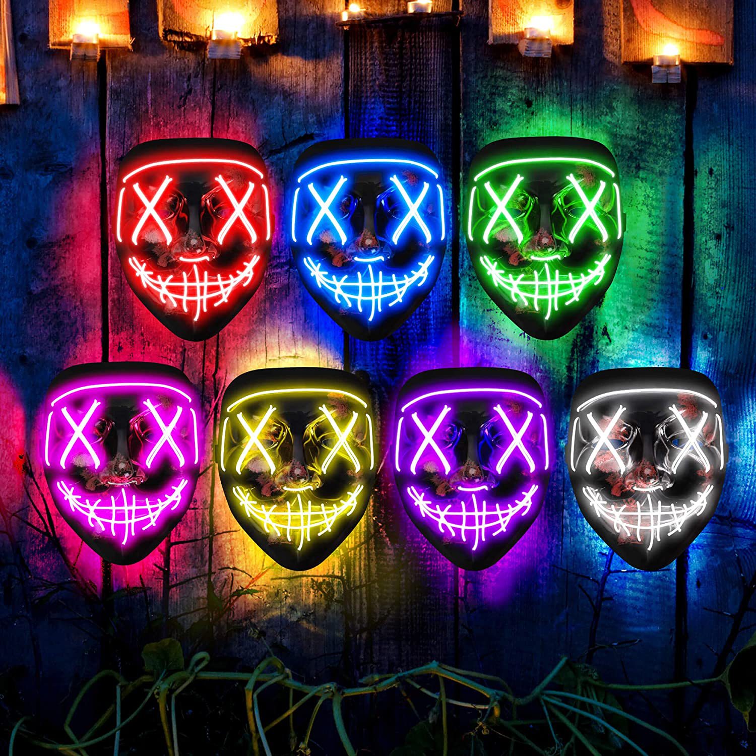 หน้ากากเรืองแสงน่ากลัวไร้สายหน - Led Purge Mask Halloween บทวิจารณ์และราคา