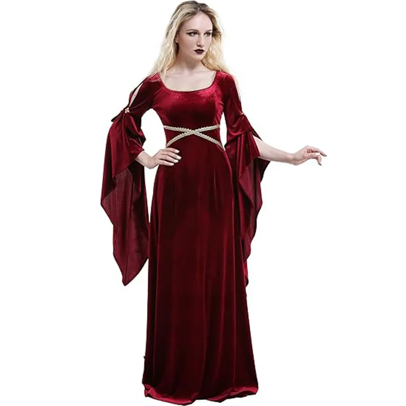 ผู้หญิงชุดยุคกลางราชินีแดงคอสเ - Medieval Renaissance Dress Women บทวิจารณ์และราคา