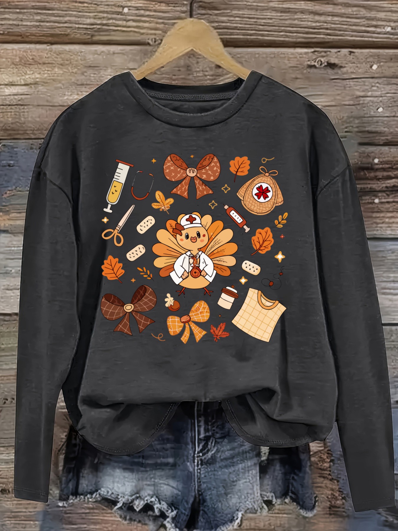 เสื้อยืดแขนยาวคอกลมลำลองสำหรับ - Costumes บทวิจารณ์และราคา