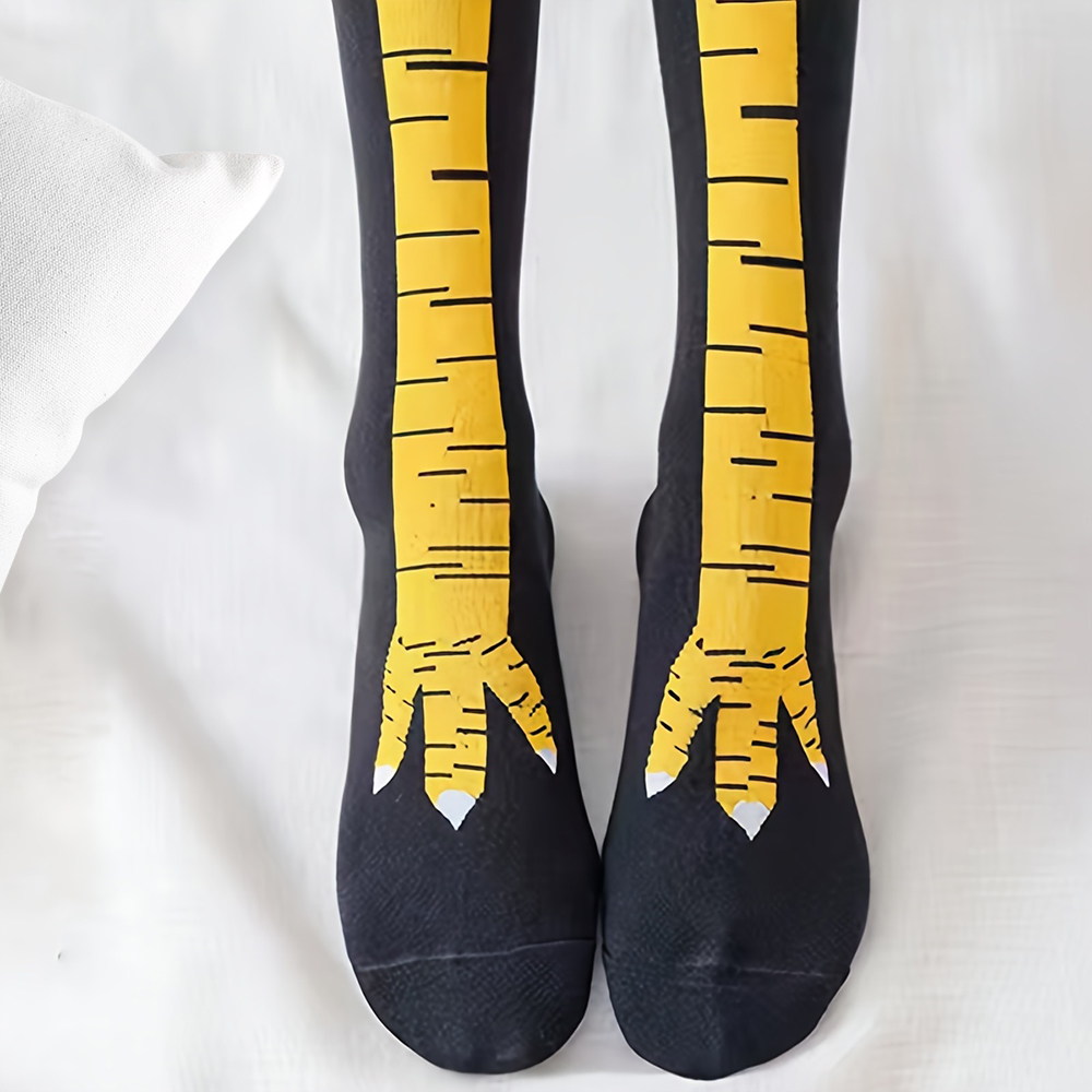 ถุงเท้ายาวถึงเข่าลายการ์ตูนไก่ - Funny Chicken Leg Socks บทวิจารณ์และราคา