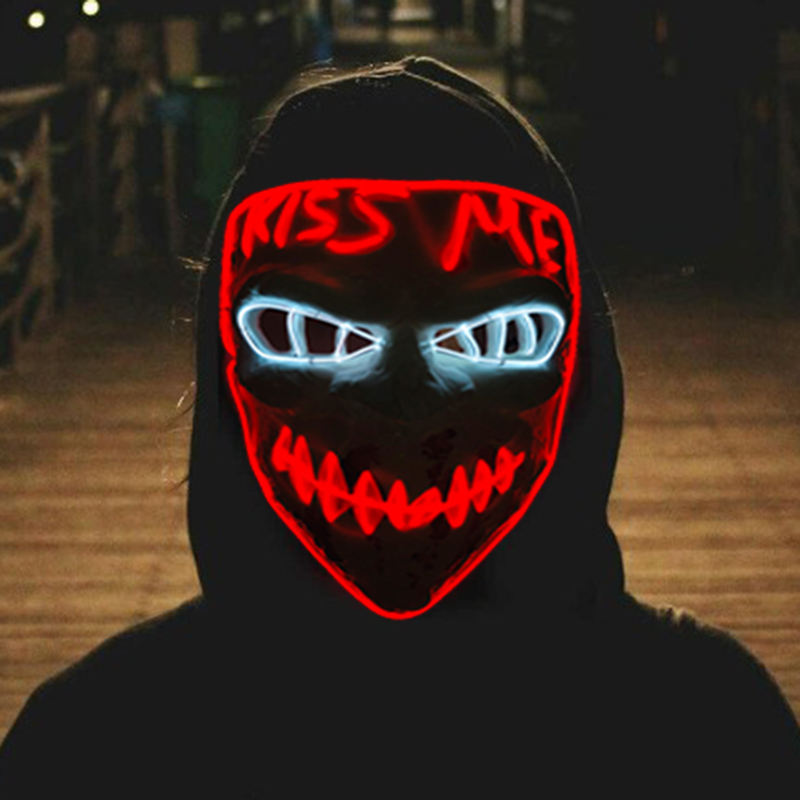 คอสเพลย์เรืองแสง EL ลวดนีออนหน - Led Purge Mask Halloween บทวิจารณ์และราคา