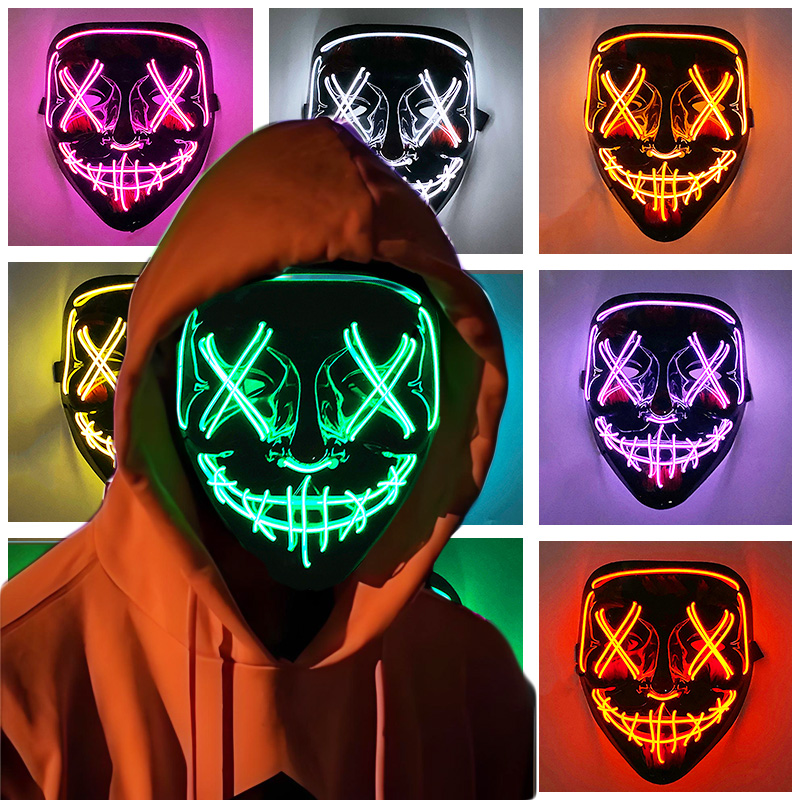 คอสเพลย์เรืองแสง EL ลวดนีออนหน - Led Purge Mask Halloween บทวิจารณ์และราคา