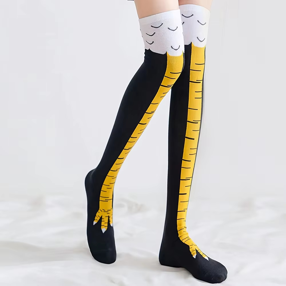 1/2 คู่ผู้หญิงเข่าสูงถุงเท้าอิ - Funny Chicken Leg Socks บทวิจารณ์และราคา