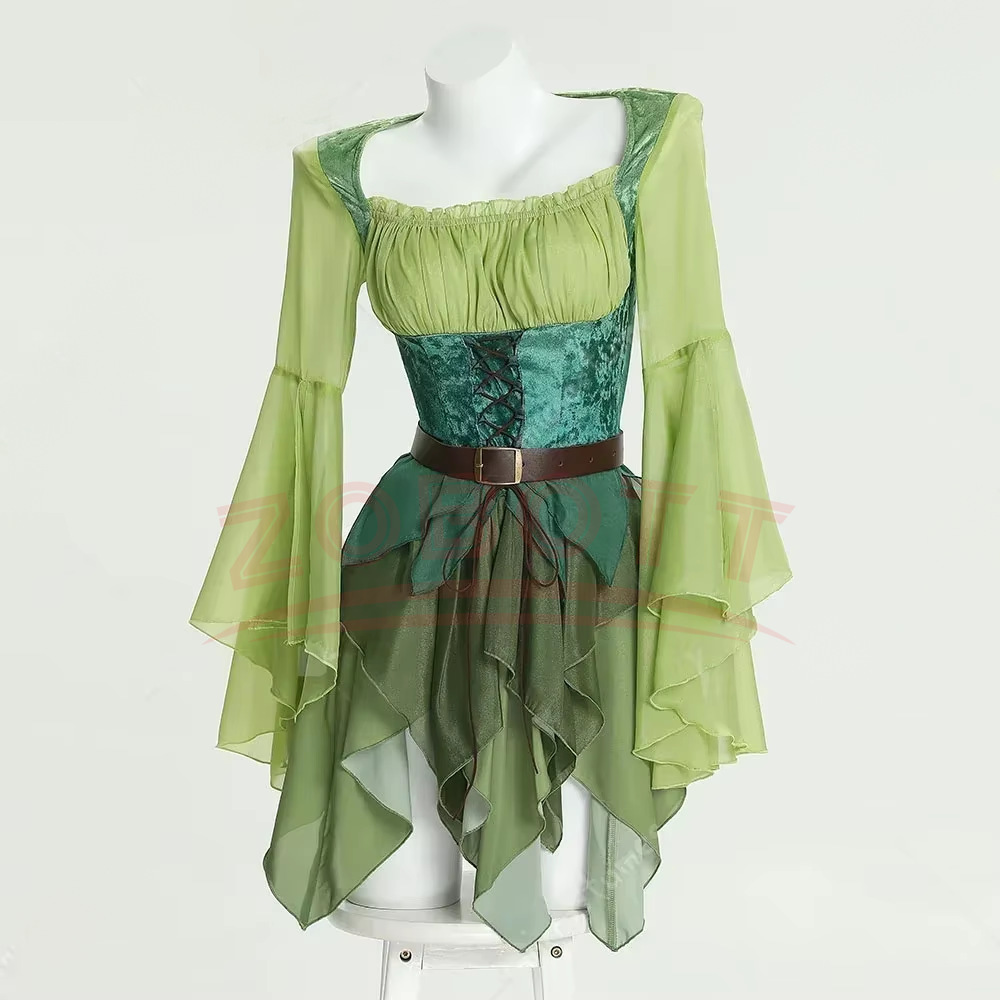 ชุดนางฟ้าสีเขียวยุคกลางสำหรับผ - Medieval Renaissance Dress Women บทวิจารณ์และราคา