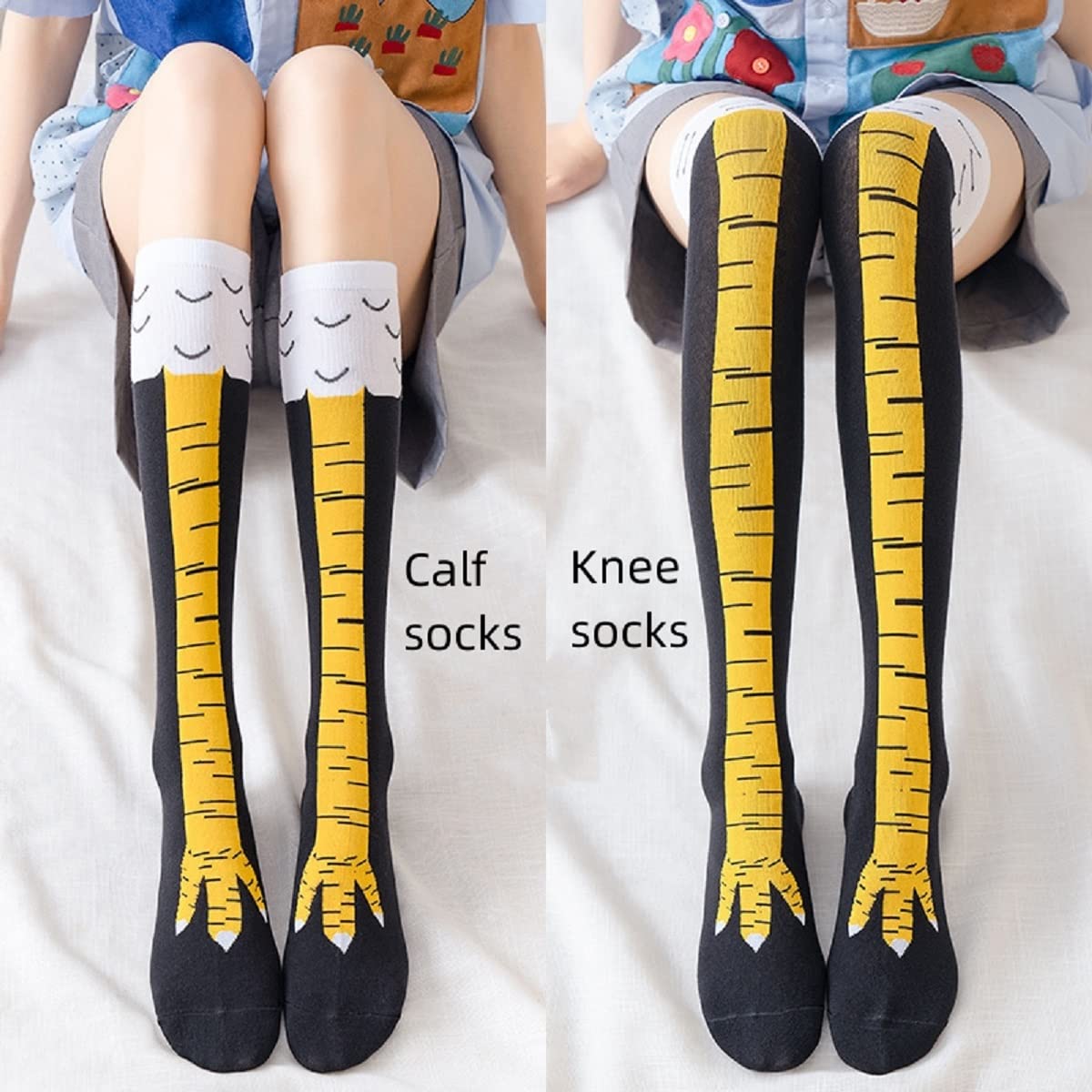 ถุงเท้ายาวถึงเข่าผู้หญิง 1/2/5 - Funny Chicken Leg Socks บทวิจารณ์และราคา