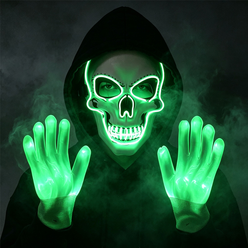 ชุดหน้ากากกะโหลก LED พร้อมถุงม - Led Purge Mask Halloween บทวิจารณ์และราคา