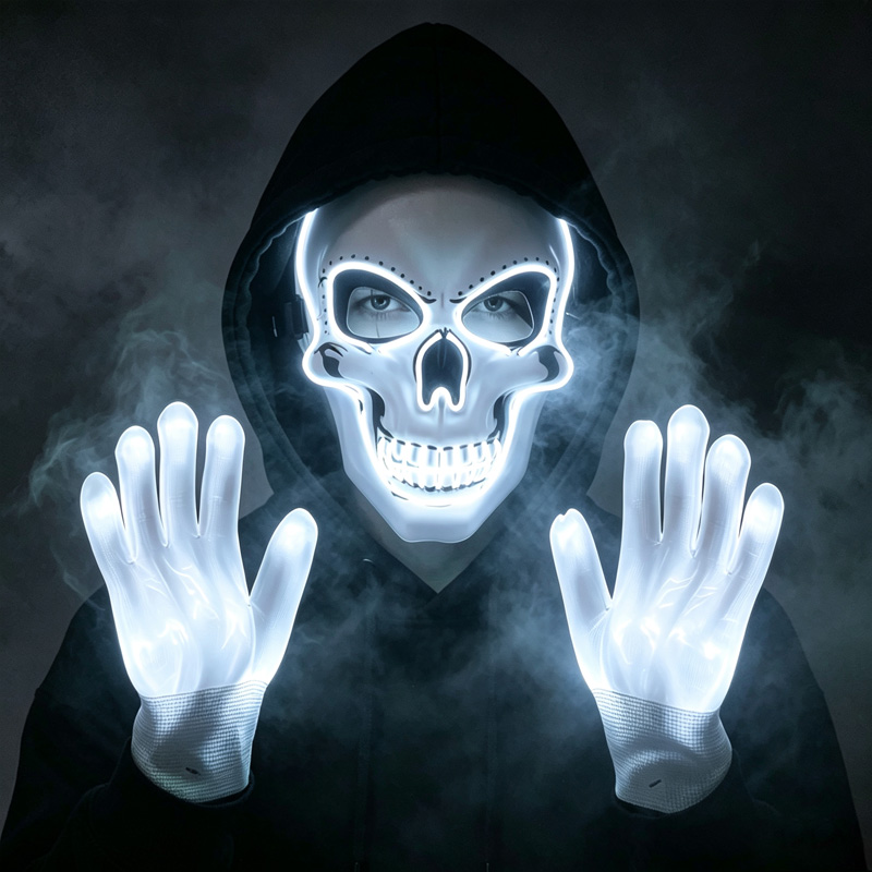 ชุดหน้ากากกะโหลก LED พร้อมถุงม - Led Purge Mask Halloween บทวิจารณ์และราคา