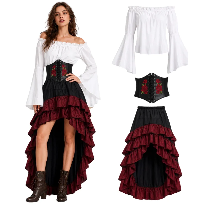 ชุดฮาโลวีนสไตล์ยุคกลางย้อนยุค  - Medieval Renaissance Dress Women บทวิจารณ์และราคา