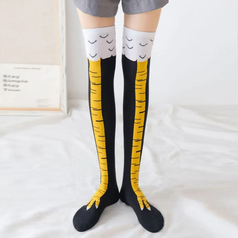 ถุงเท้ายาวลายตีนไก่สำหรับผู้หญ - Funny Chicken Leg Socks บทวิจารณ์และราคา