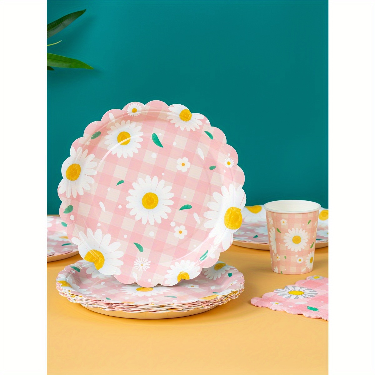 ชุดจานชามกระดาษลายดอกเดซี่สีชม - Party Supplies บทวิจารณ์และราคา